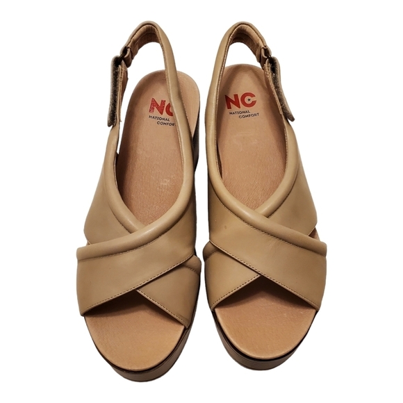 Cream Platform Sandals with Crisscross Straps - Picture 2 of 8